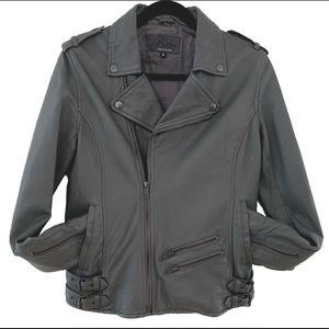Bitter Women’s Gray Leather Moto Jacket M
